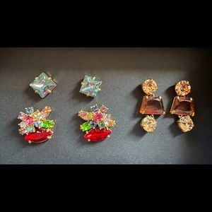 J. Crew Crystal Cluster Earring Set NWT